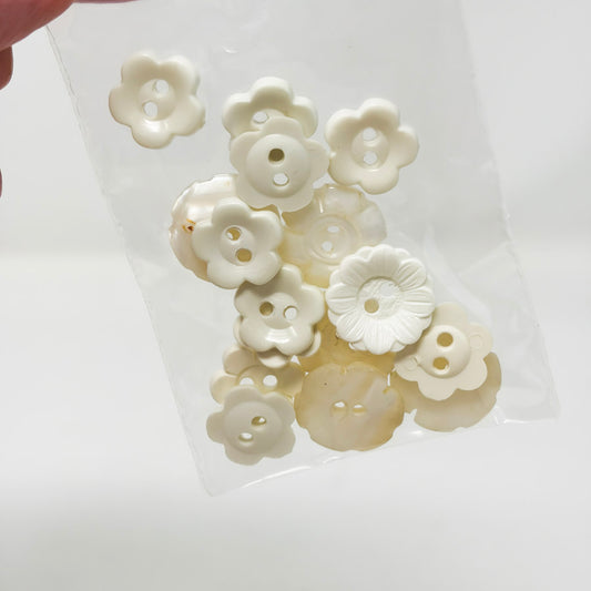 Assorted White Flower Buttons