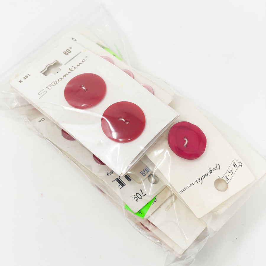 Vintage Carded Button Mega Bundle - Red