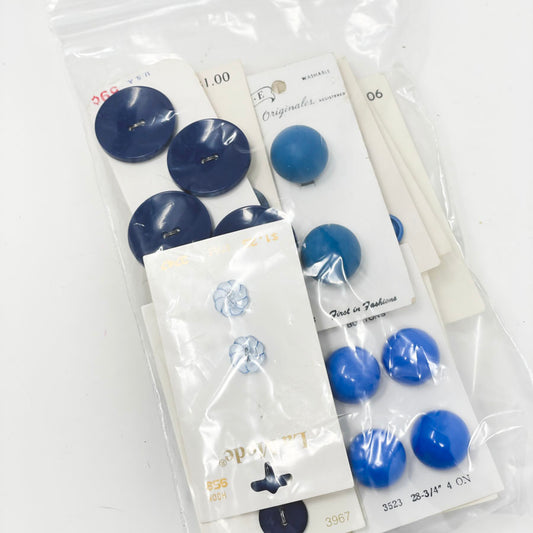 Vintage Carded Button Mega Bundle - Blue