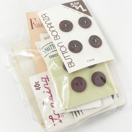 Vintage Carded Button Mega Bundle - Brown