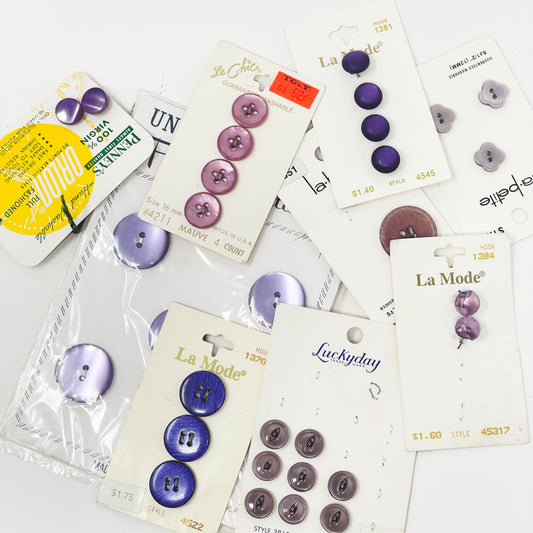 Vintage Carded Button Bundle - Mixed Purples
