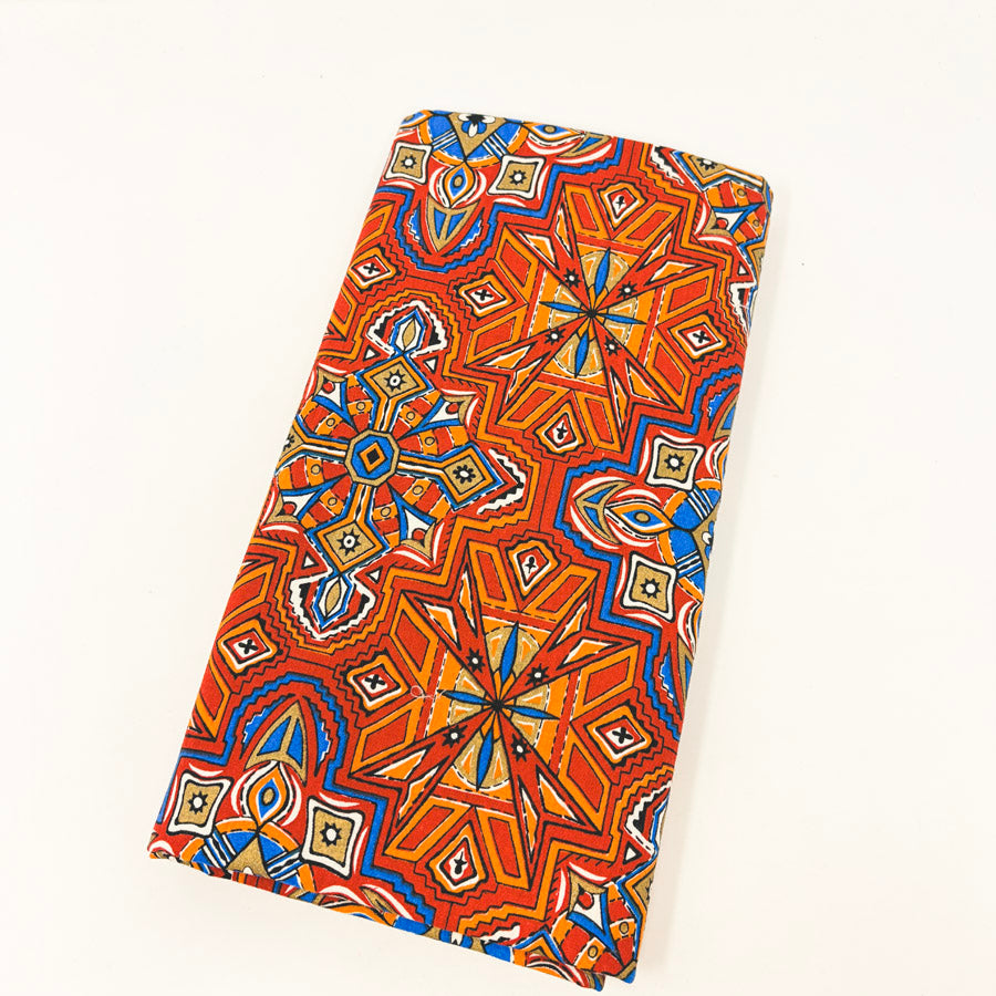 1.75 Yds x 42" Vibrant Orange Mandala Cotton Fabric