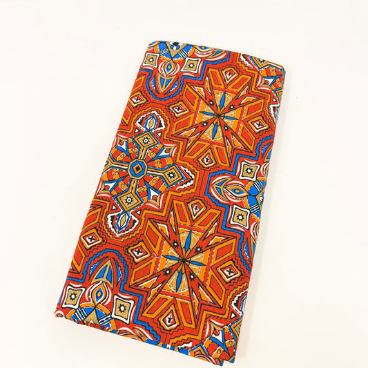 1.75 Yds x 42" Vibrant Orange Mandala Cotton Fabric