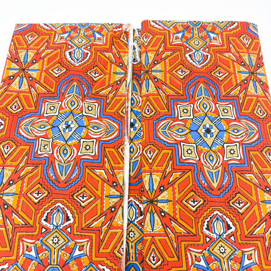 1.75 Yds x 42" Vibrant Orange Mandala Cotton Fabric