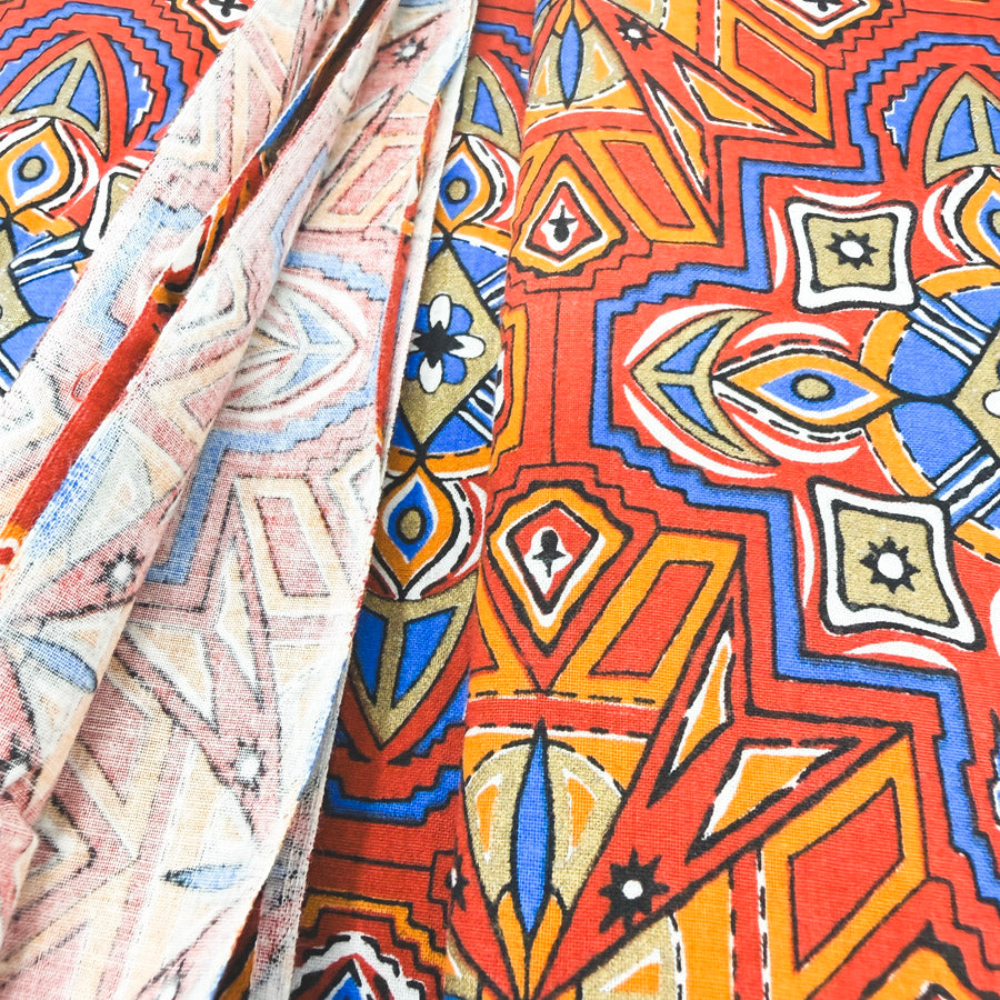 1.75 Yds x 42" Vibrant Orange Mandala Cotton Fabric