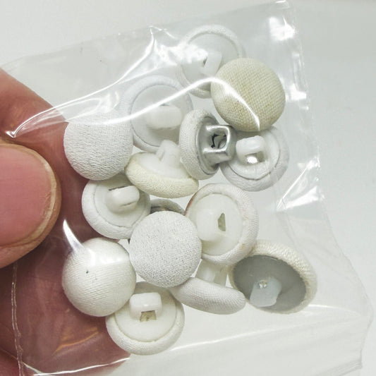 White Fabric Covered Shank Buttons