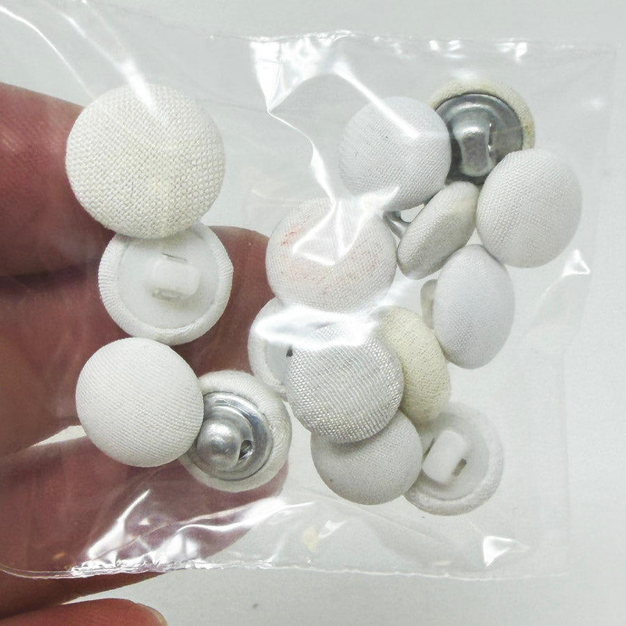 White Fabric Covered Shank Buttons