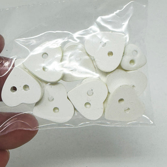 White Plastic Heart Buttons