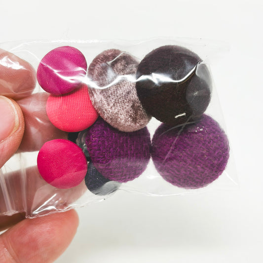 Pink and Purple Fabric Covered Shank Buttons