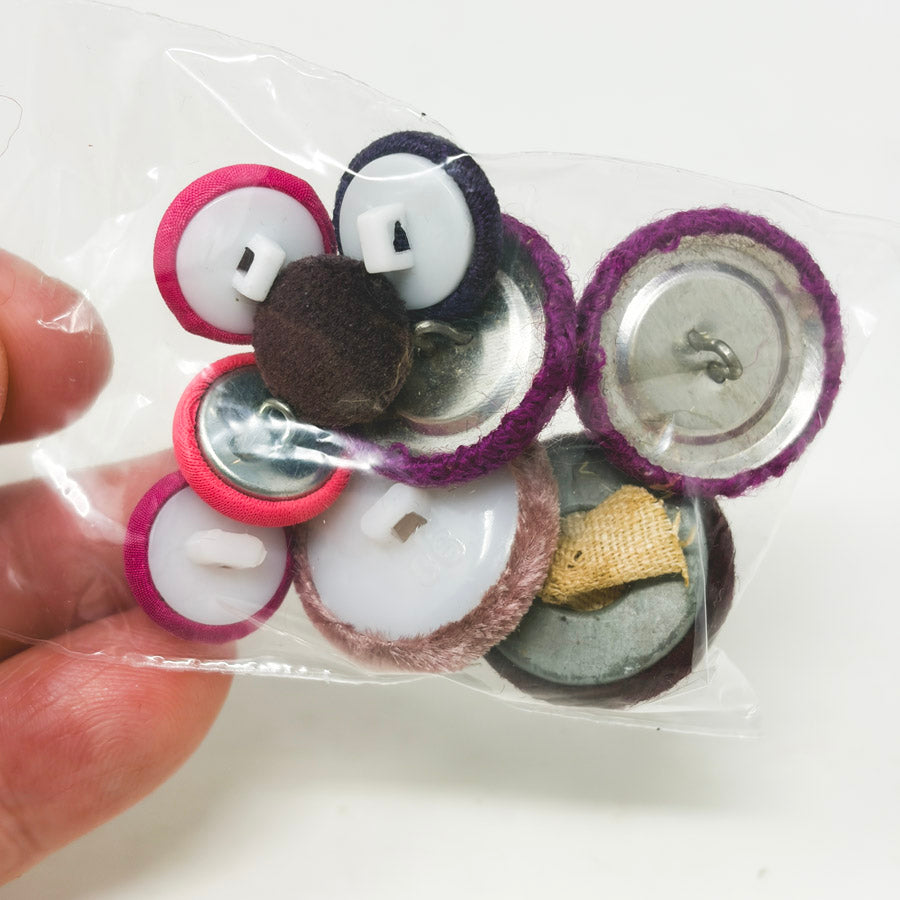 Pink and Purple Fabric Covered Shank Buttons
