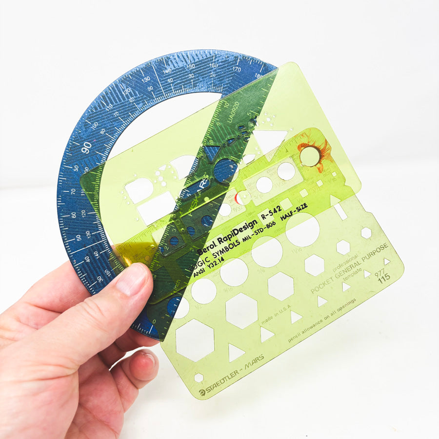 Drawing Tool Bundle with Protractor and Drafting Templates
