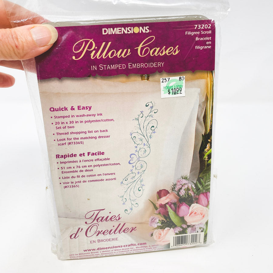 Dimensions Embroidery Stamped Pillow Cases- Filigree Scroll