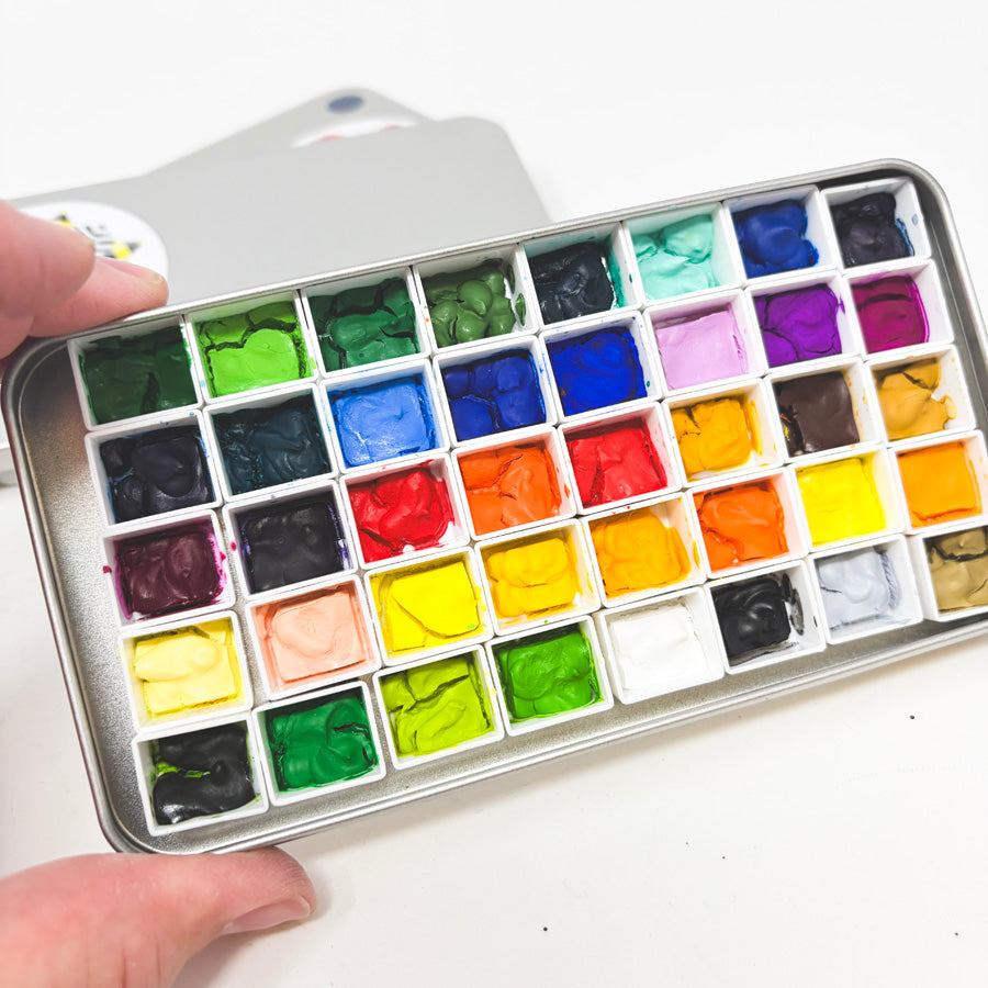 Unknown Paints in Metal Tins with Trays