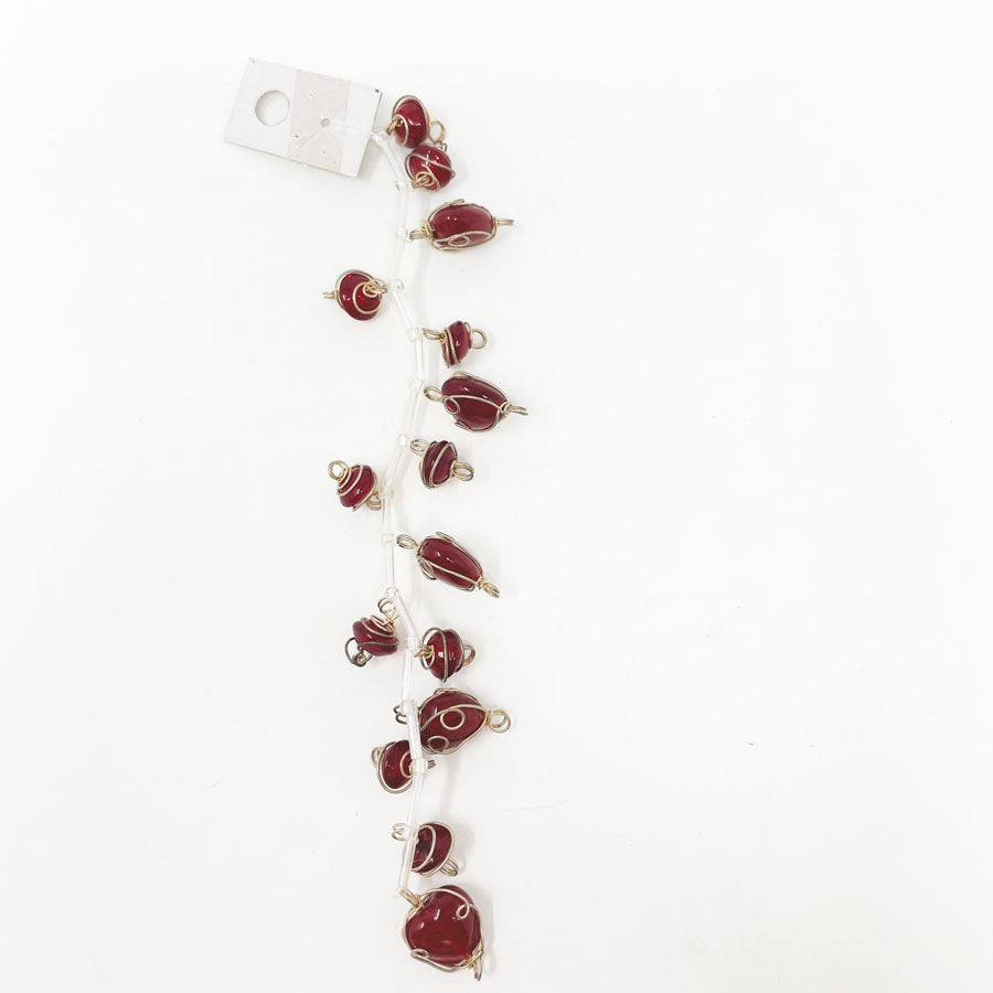 Red Wrapped Bead Strand