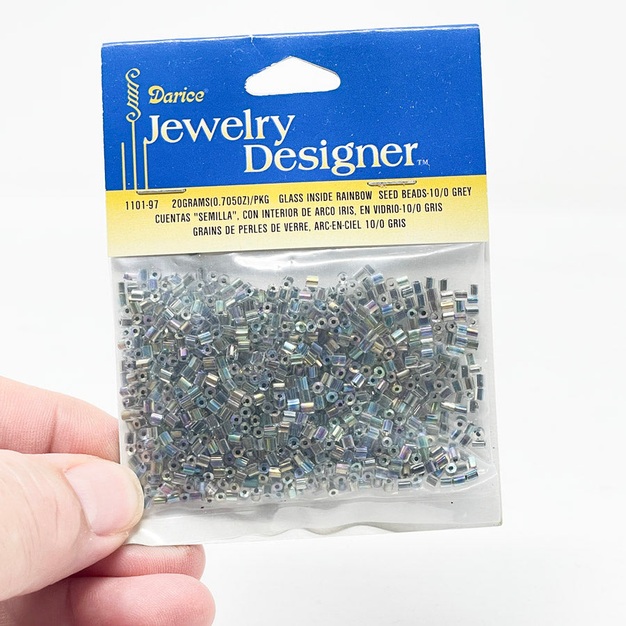 Darice Rainbow Grey Tube Seed Beads 20g