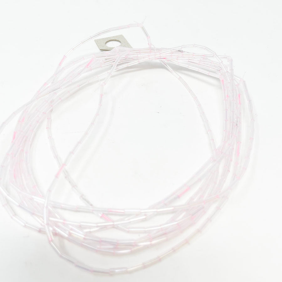 Pink Tube Glass Bead Strand