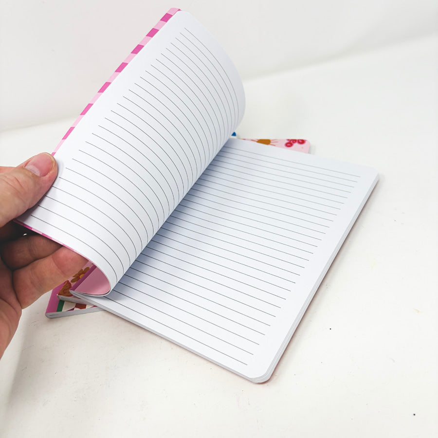 Three Pink Retro Notebooks/Journals