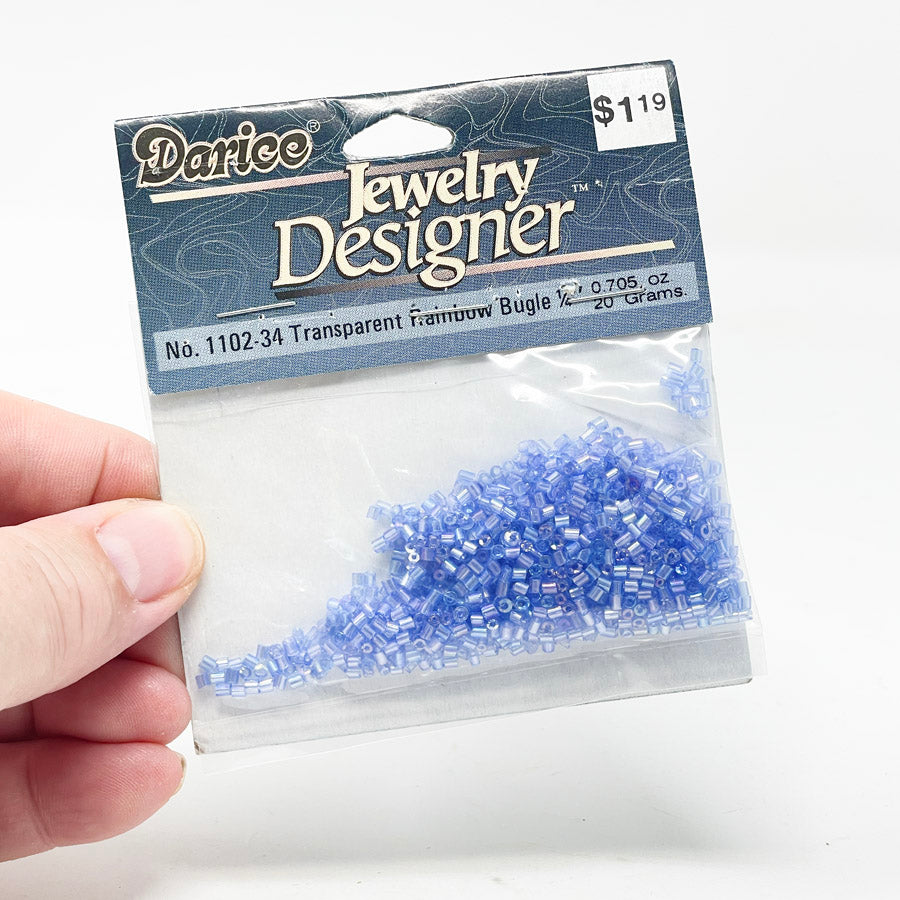 Darice Jewelry Designer Transparent Rainbow Bugle 1/4"