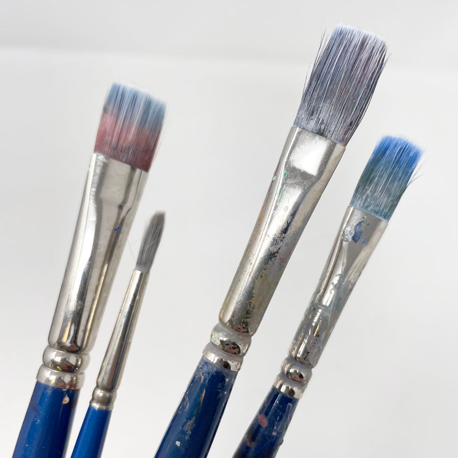 4-Piece Blue Long Handle Brush Set