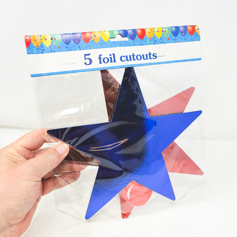 Blue & Red Foil Star Cutouts