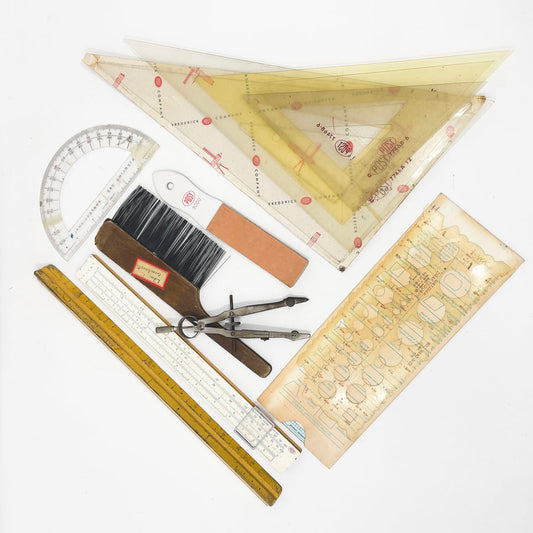 Vintage Drafting Tool & Template Kit