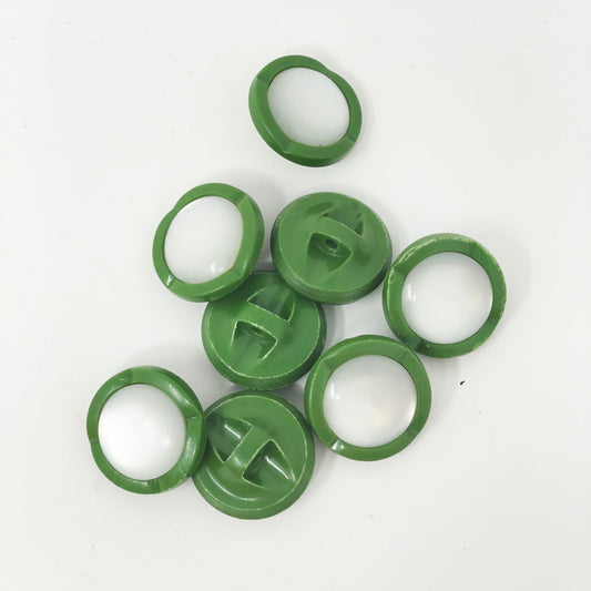 Green Plastic and Pearlized Center Buttons