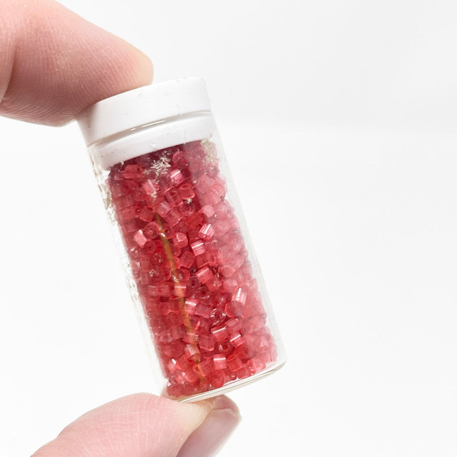 Glass Vial Red Tube Beads