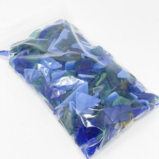 Bag of Tumbled Glass - Mixed Up Blue - 1-1.5#