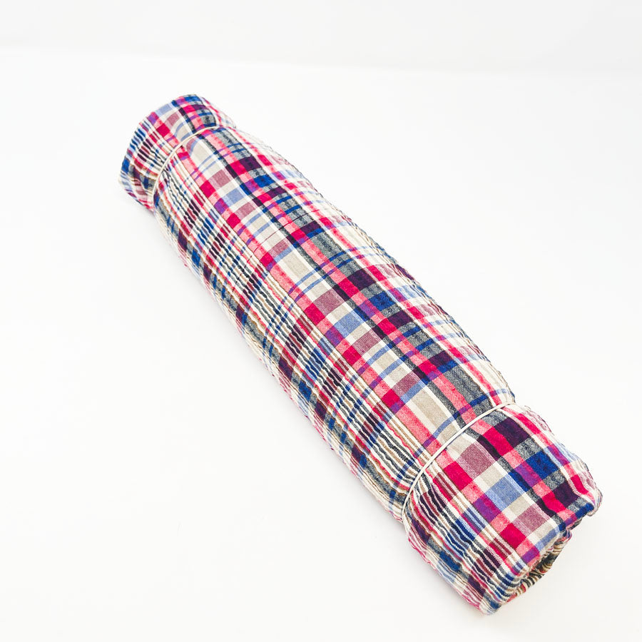 2 Yards Blue Red Khaki Madras Fabric