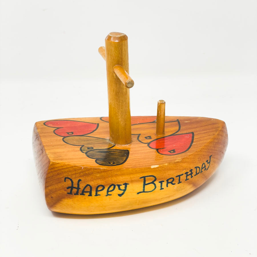 Vintage Dana McNill Wooden Bath Boat - Happy Birthday