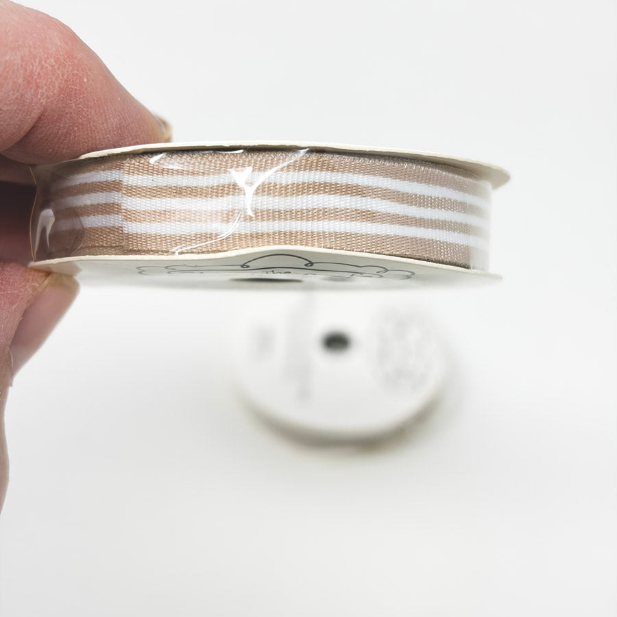 Tan Stripe Grosgrain Ribbon