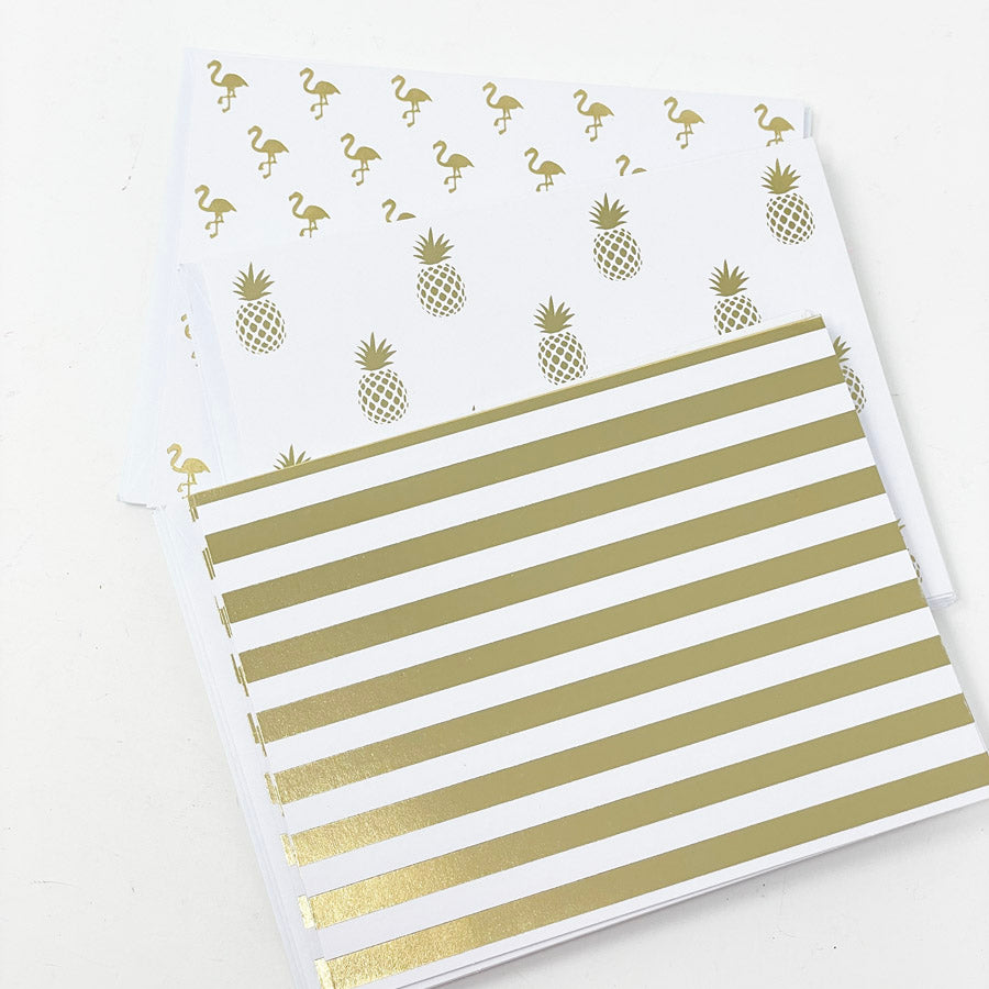 Gold & White Notecard Pack (12)