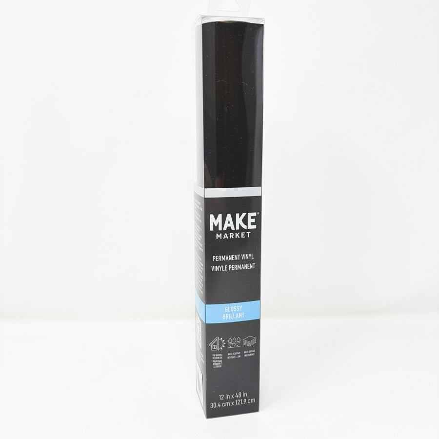 Make Market Permanent Vinyl Glossy Brilliant Black 12"x48"