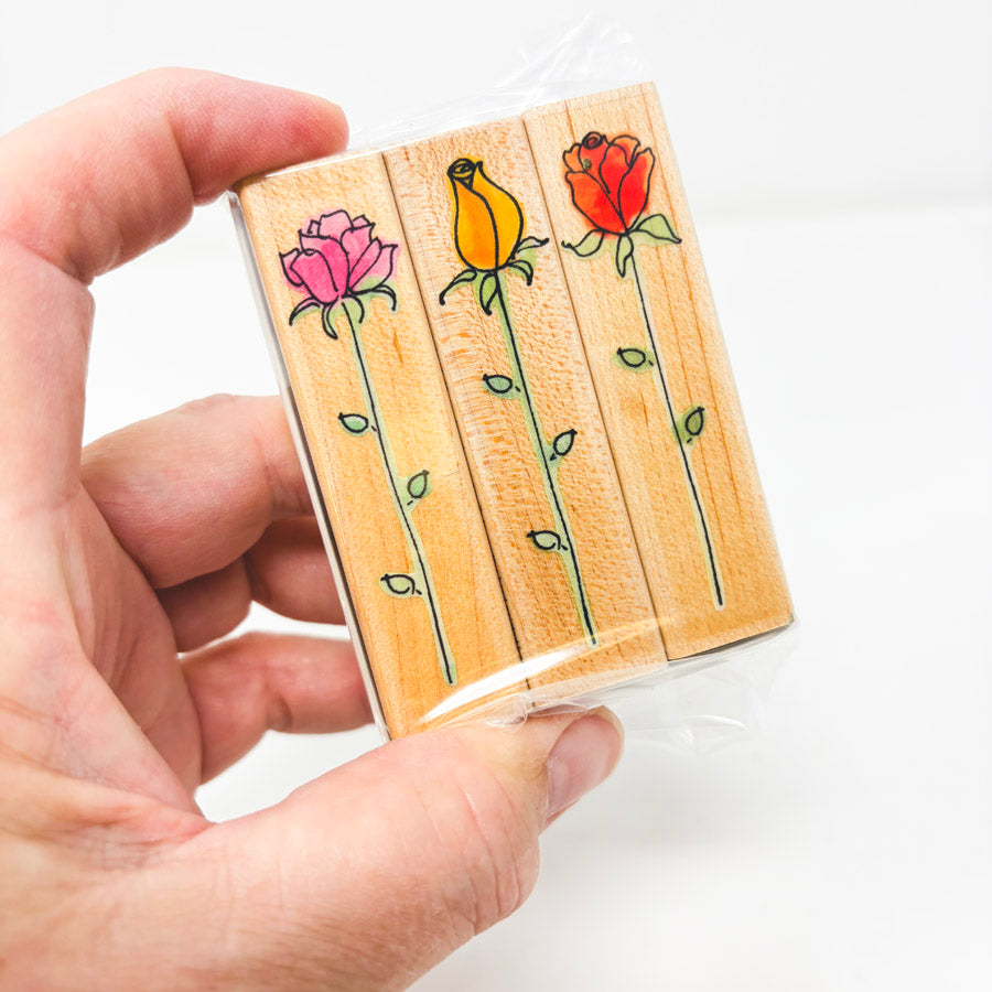 Hero Arts Roses Wood Back Stamp Set