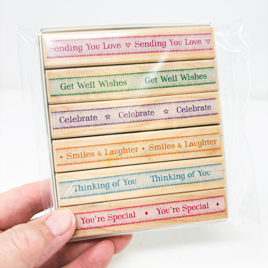 Hero Arts Assorted Ribbon Strips Wood Back Stamp Set