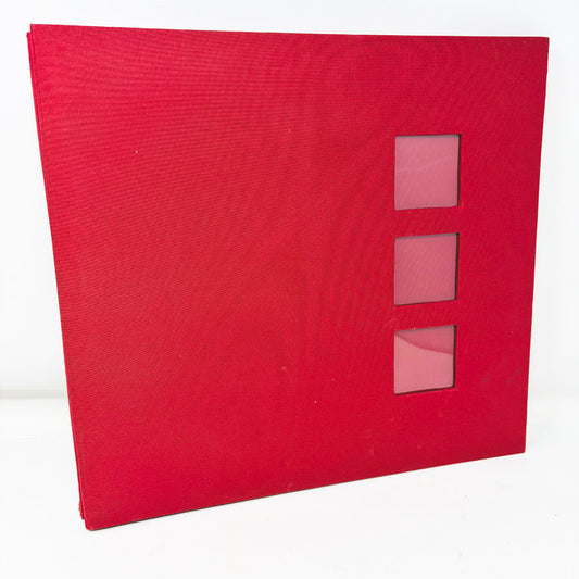 Red Three Pane Fabric Covered 12" x 12" Scrapbook