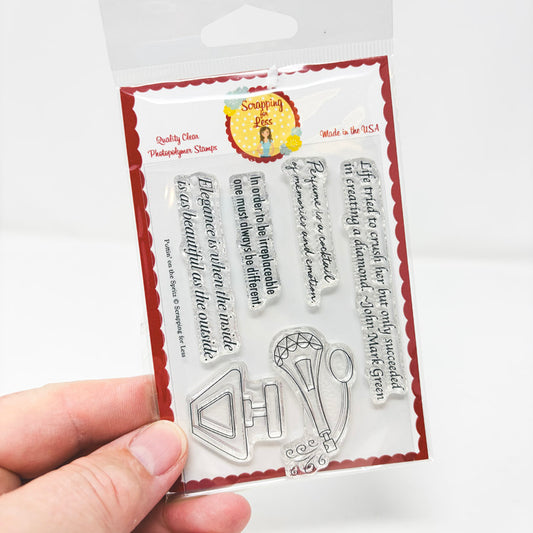 Putting on the Spritz – Scrappin' for Less Cling Stamp Set