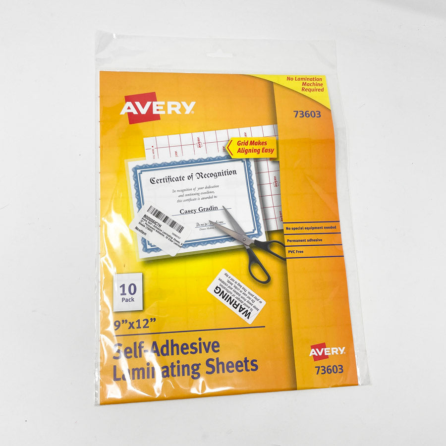 Avery Clear Self-Adhesive Laminating Sheets 73603