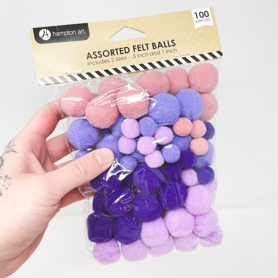 Assorted Monochrome Felt Balls (1)