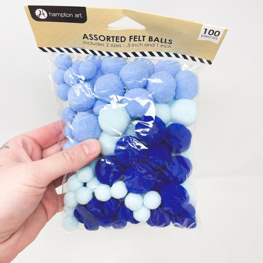 Assorted Monochrome Felt Balls (1)