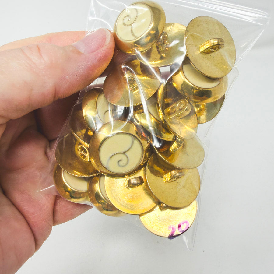 Swirl Design Ivory & Gold Shank Button Bundle - 20 ct (1)