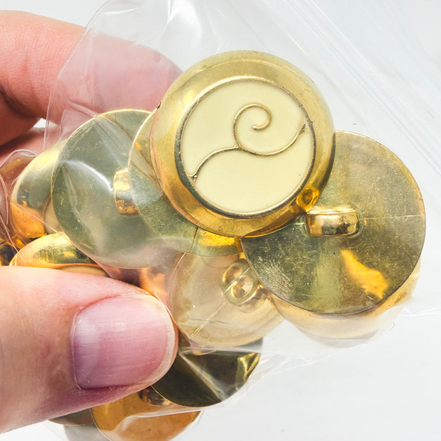Swirl Design Ivory & Gold Shank Button Bundle - 20 ct (1)