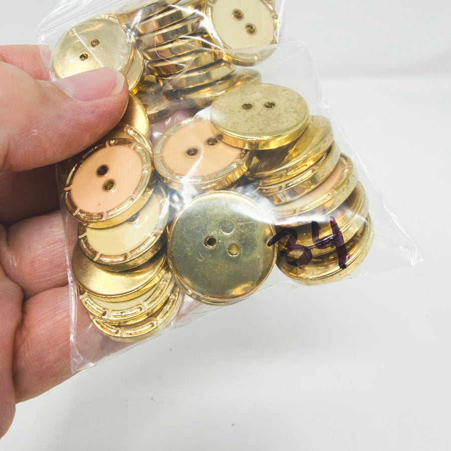 Gold & Muted Pastel Buttons - 34ct (1)