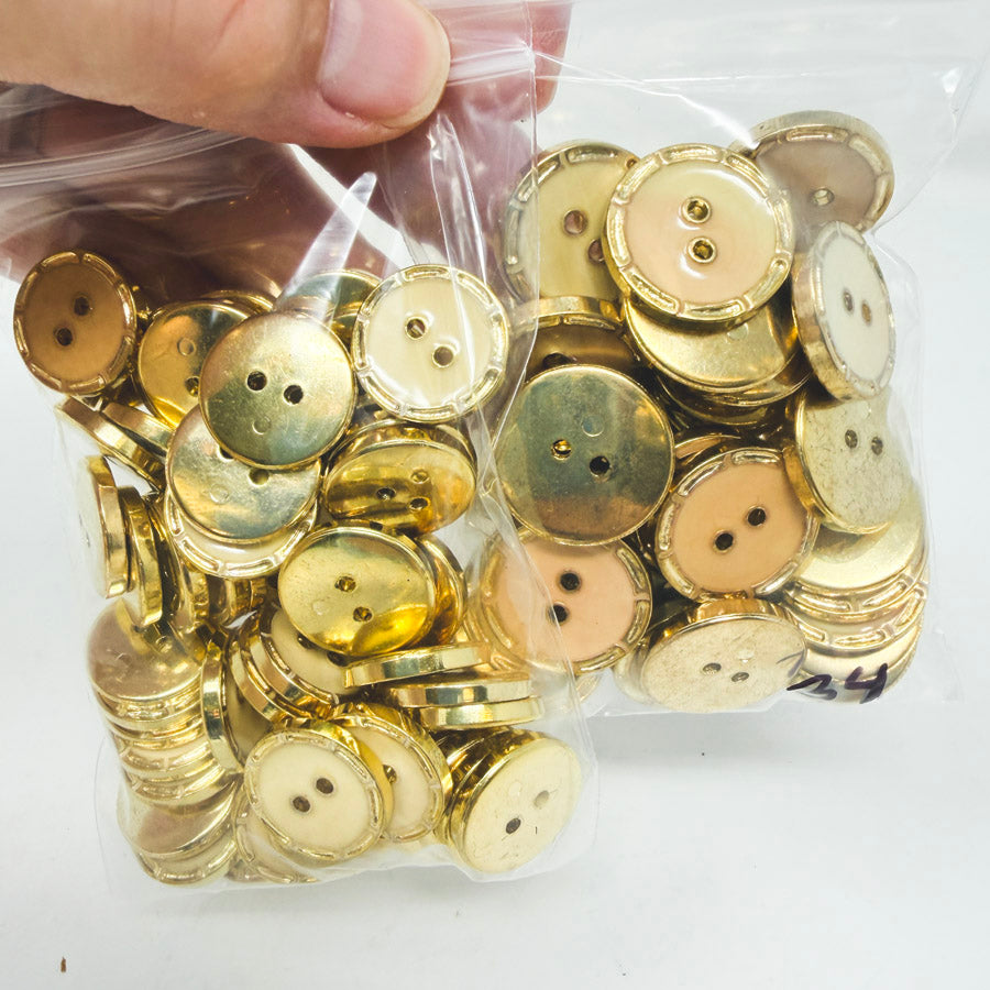 Gold & Muted Pastel Buttons - 34ct (1)