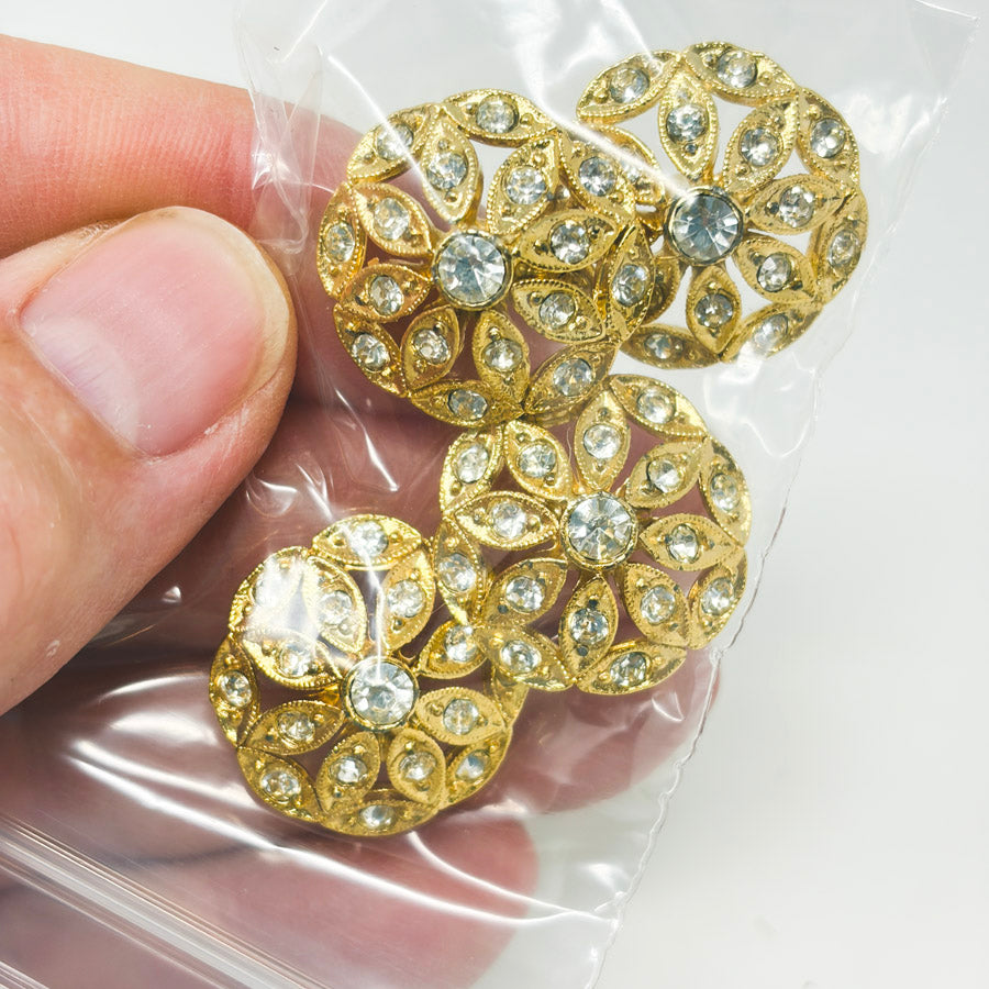 Crystal & Gold Shank Buttons