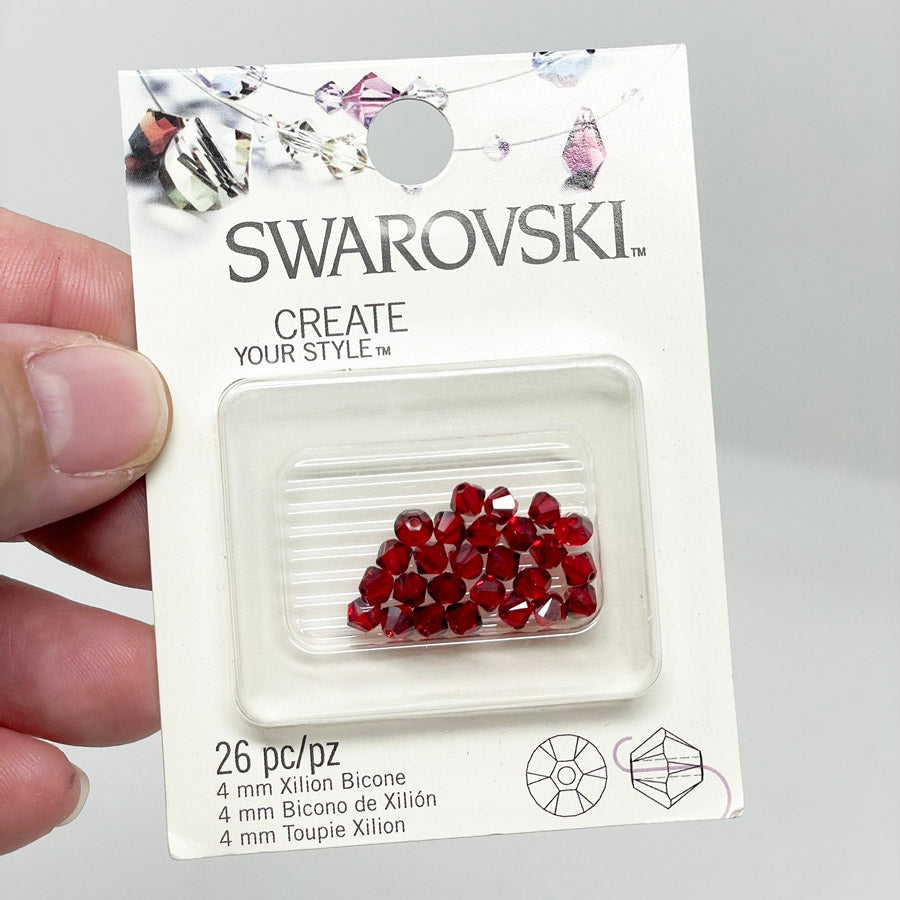 Swarovski Crystal Pendants - 4 mm - Red