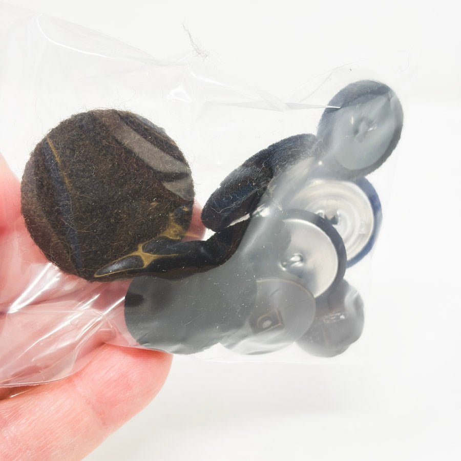 Black & Blue Fabric Shank Buttons