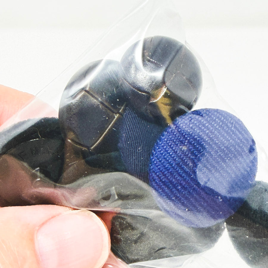Black & Blue Fabric Shank Buttons