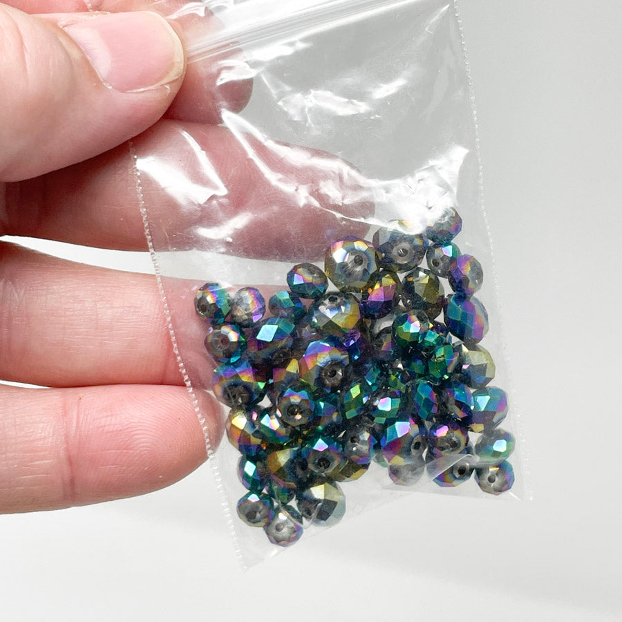 Silver Rainbow Finish Faceted Ball Beads