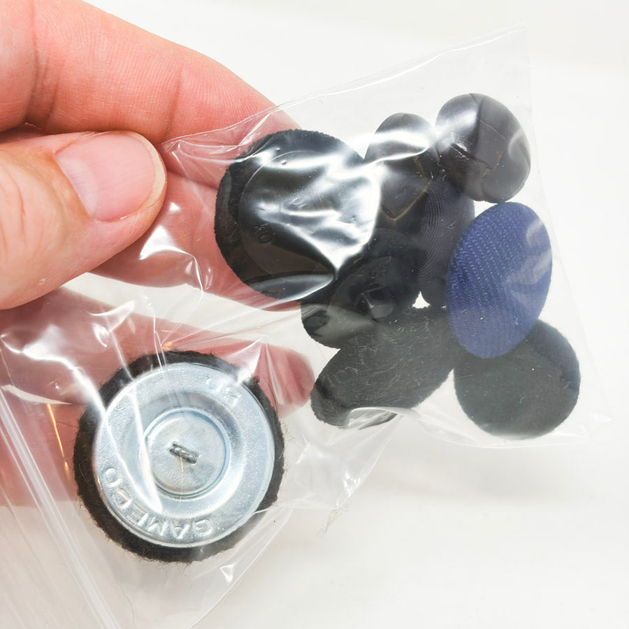 Black & Blue Fabric Shank Buttons